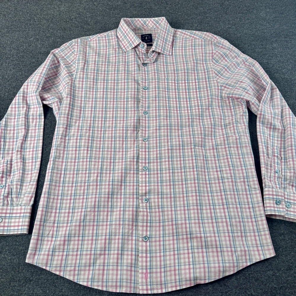 Johnnie-O‎ Top Shelf Tarpon Plaid Long Sleeve Shirt Mens Large Raspberry EUC